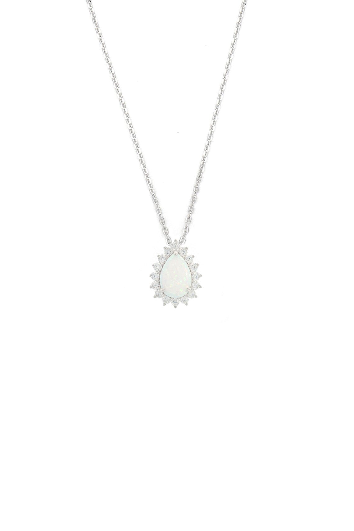 OPAL GLOW ROZELLE WHITE CREATED OPAL PENDANT SILVER Bevilles Jewellers 