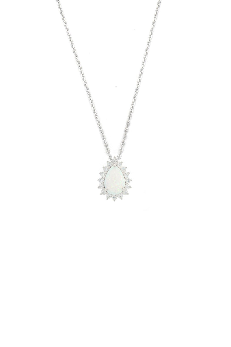 OPAL GLOW ROZELLE WHITE CREATED OPAL PENDANT SILVER Bevilles Jewellers 