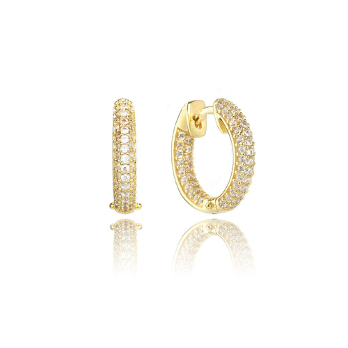 GODDESS PAVE HOOPS GOLD Bevilles Jewellers 