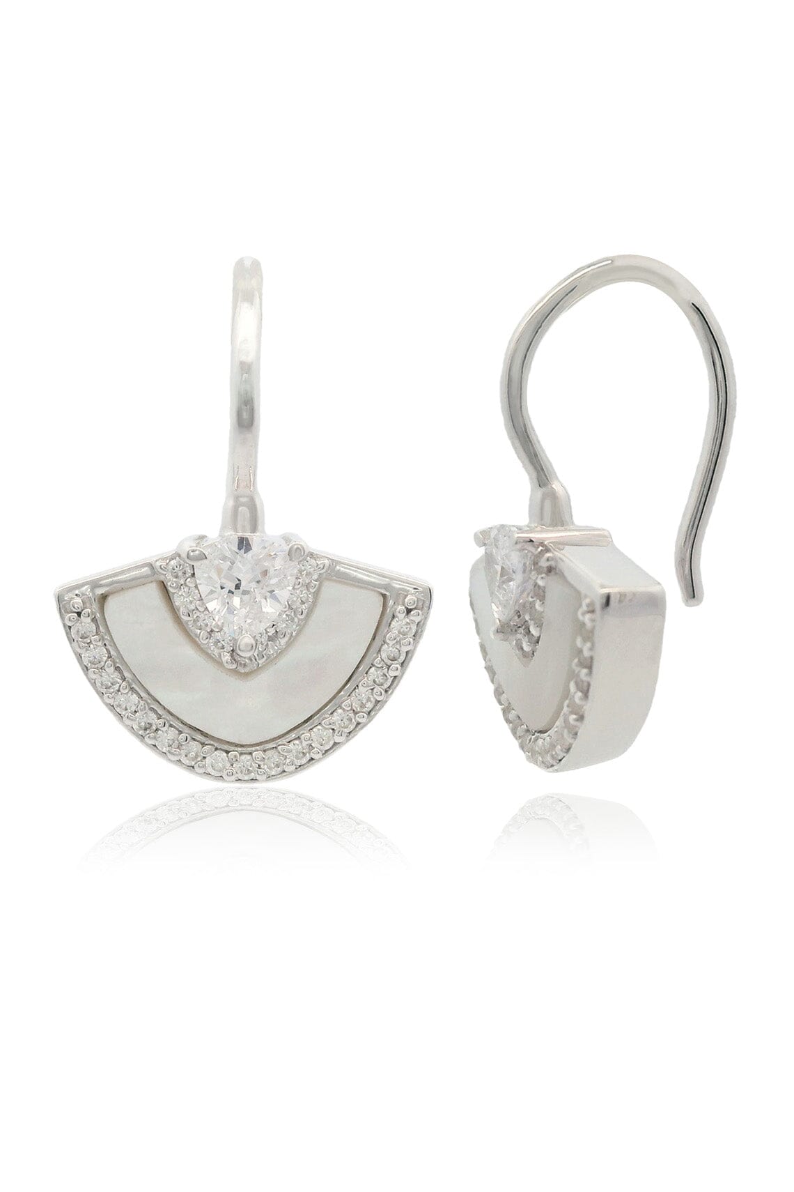 CHIC NOEL MOTHER OF PEARL FAN EARRINGS SILVER Bevilles Jewellers 