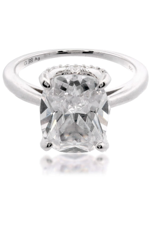 SYDNEY SOIRÉE ELAINE CUSHION CUT RING SILVER Bevilles Jewellers 