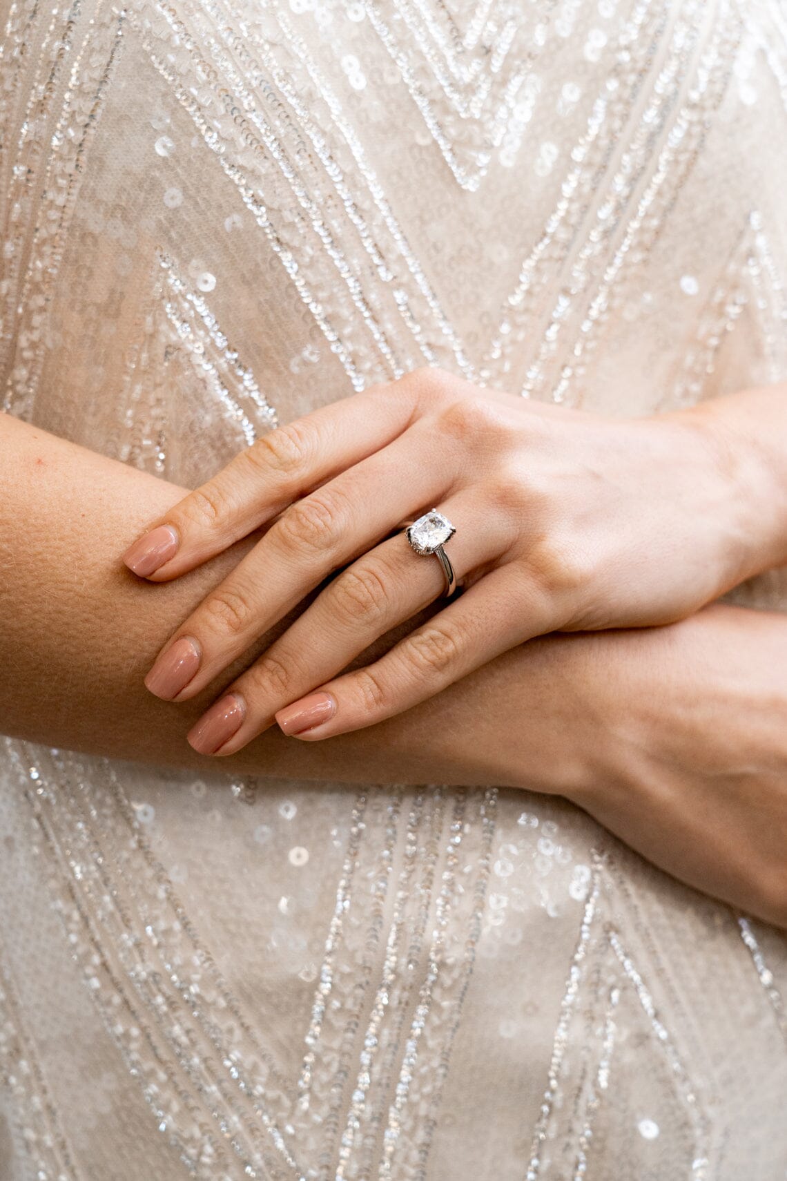 SYDNEY SOIRÉE ELAINE CUSHION CUT RING SILVER Bevilles Jewellers 
