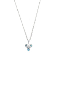 OPAL GLOW BLUE CREATED OPAL KOALA PENDANT SILVER Bevilles Jewellers 