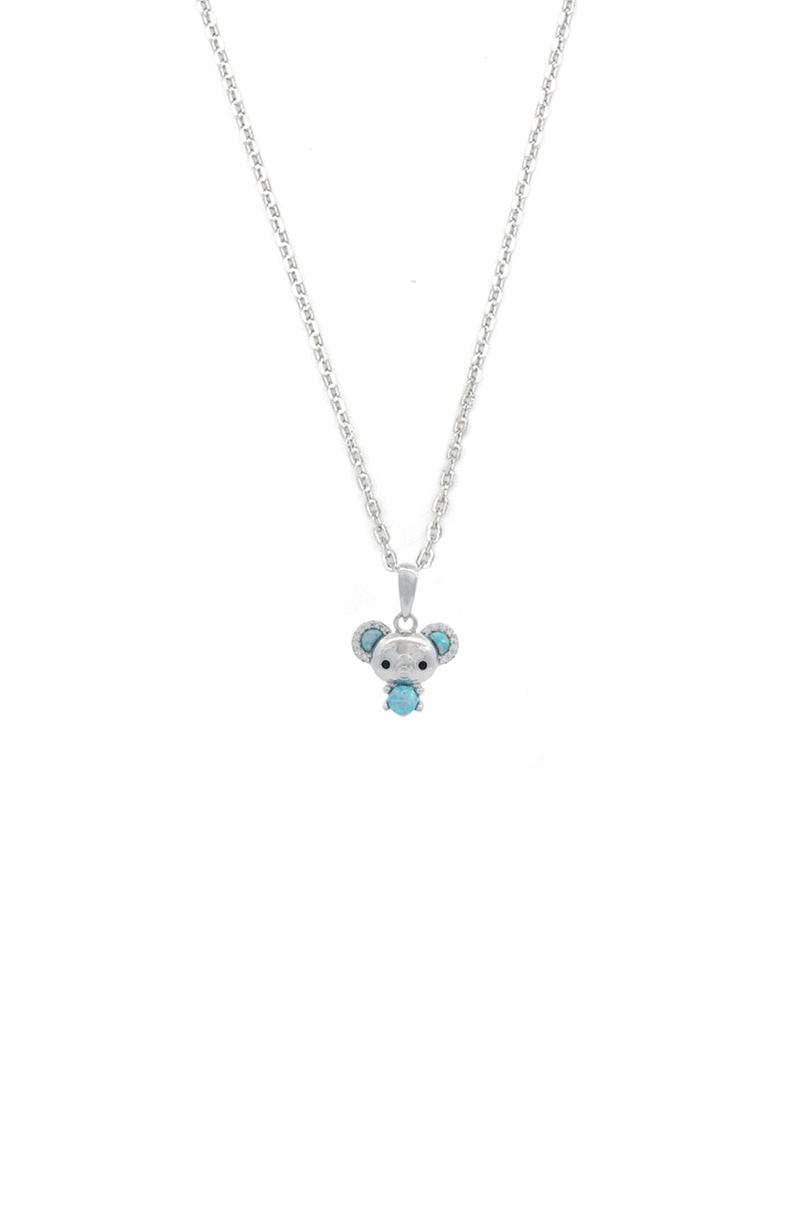OPAL GLOW BLUE CREATED OPAL KOALA PENDANT SILVER Bevilles Jewellers 