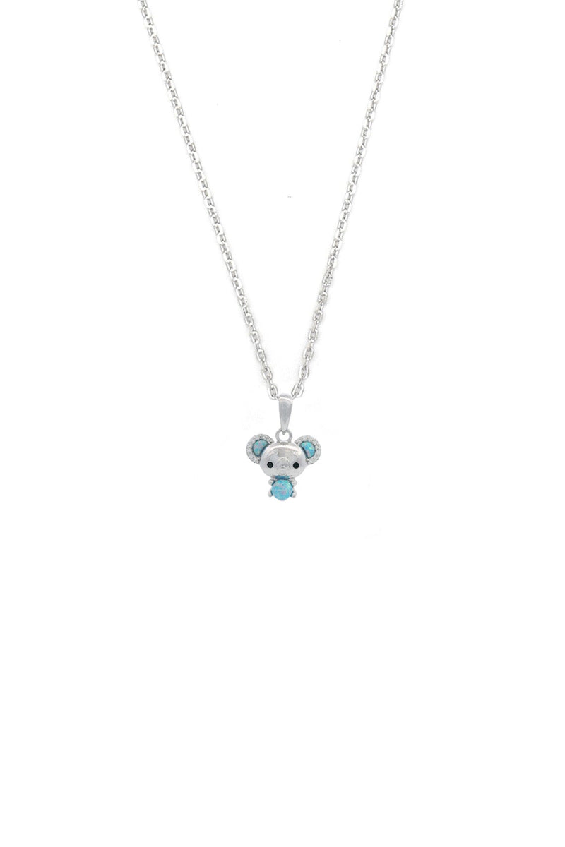 OPAL GLOW BLUE CREATED OPAL KOALA PENDANT SILVER Bevilles Jewellers 