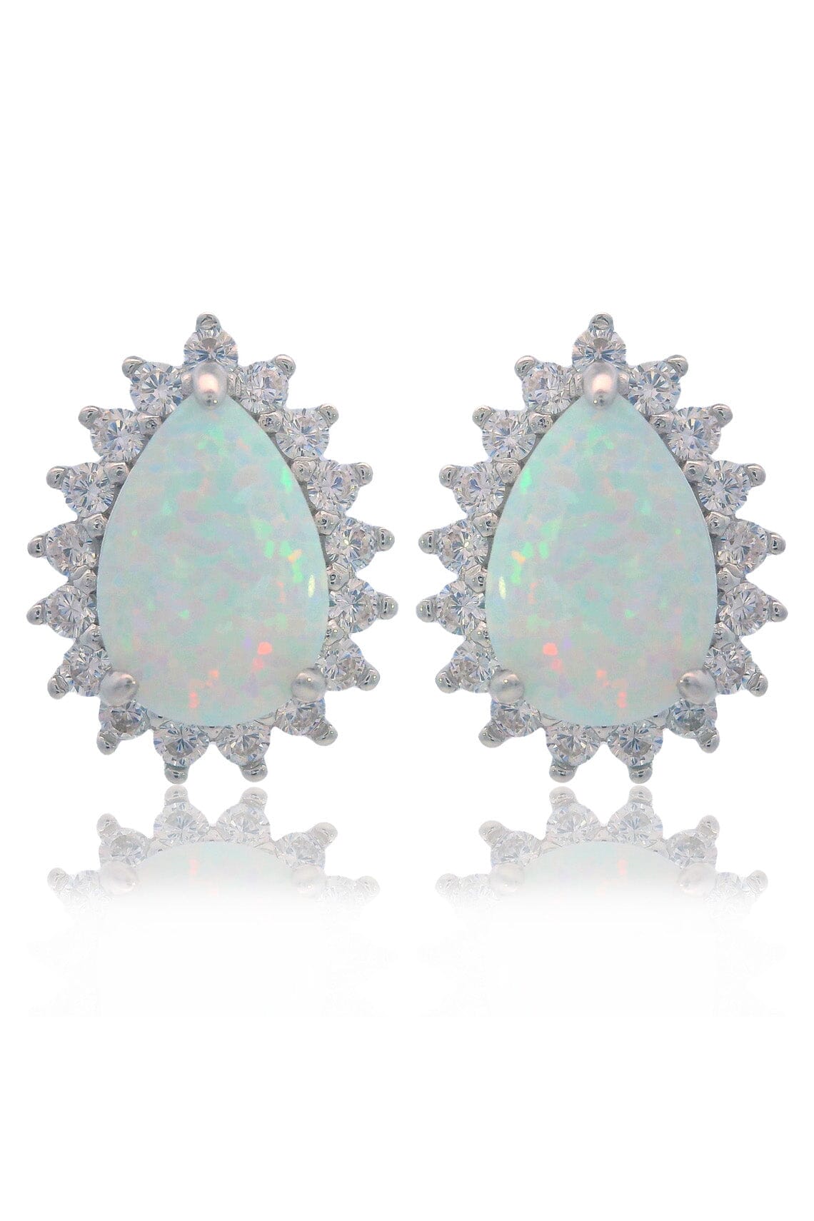 OPAL GLOW ROZELLE WHITE CREATED OPAL EARRINGS SILVER Bevilles Jewellers 