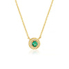 MILESTONE EMERALD HALO PENDANT IN GOLD Bevilles Jewellers 