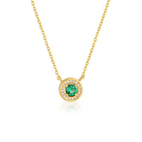 MILESTONE EMERALD HALO PENDANT IN GOLD Bevilles Jewellers 