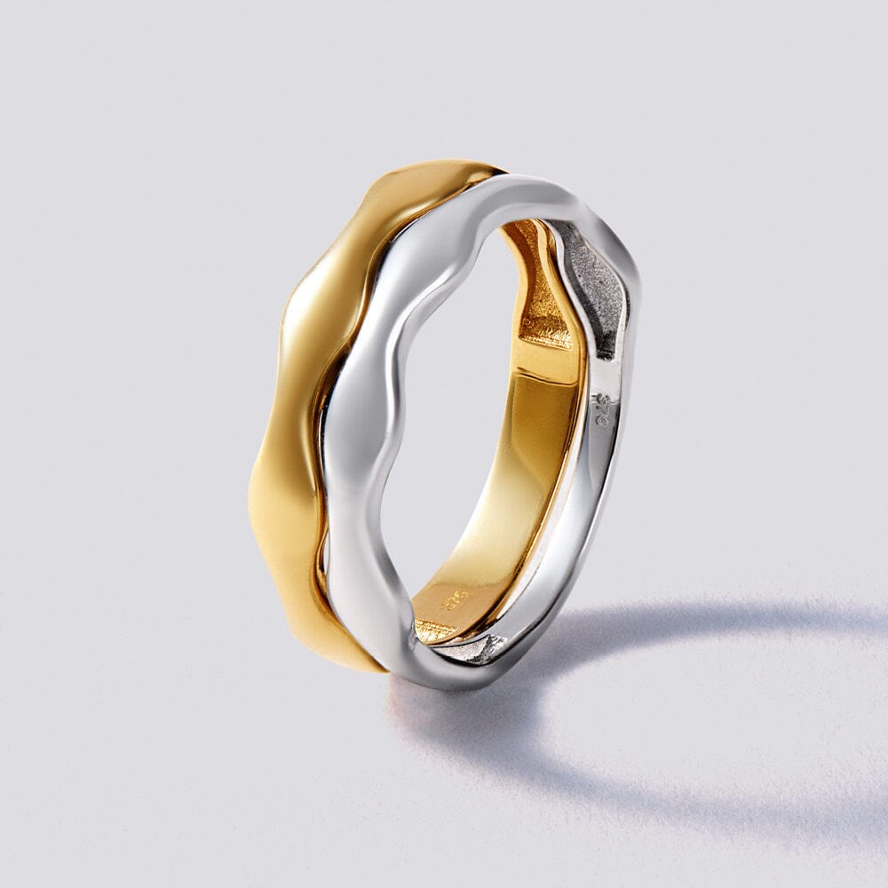 Organic Stack Two Tone Ring in 9ct Yellow Gold Bevilles Jewellers 