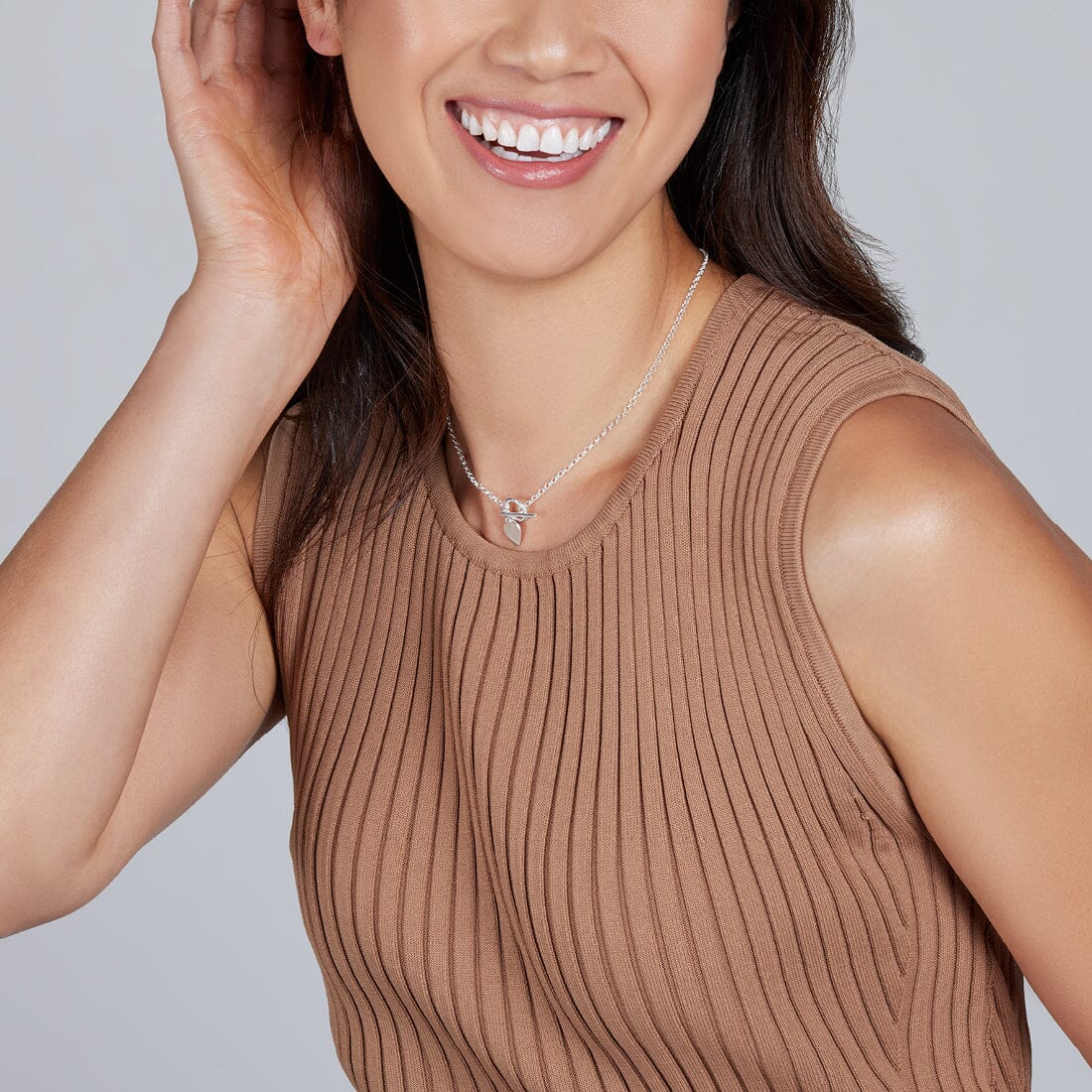 45cm Sterling Silver Heart Charm Toggle Belcher Necklace Necklaces Bevilles 