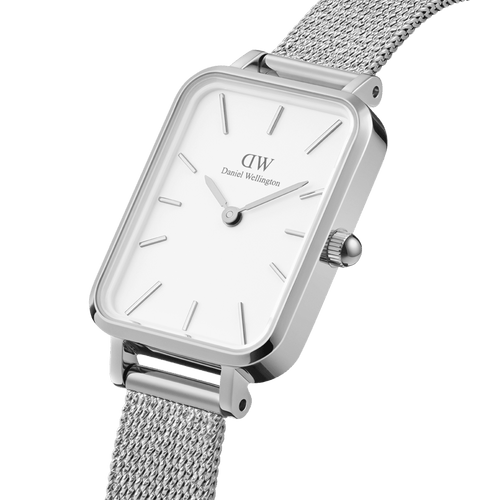Daniel Wellington Quadro 20X26 Pressed Sterling Silver & White Watch Watches Daniel Wellington 