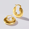 9ct Yellow Gold Silver Infused Thick Open Top Tube Hoop Earrings Bevilles Jewellers 