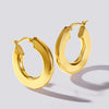 9ct Yellow Gold Silver Filled Medium Bold Round Flat Edged Hoop Earrings Bevilles Jewellers 