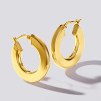 9ct Yellow Gold Silver Filled Medium Bold Round Flat Edged Hoop Earrings Bevilles Jewellers 