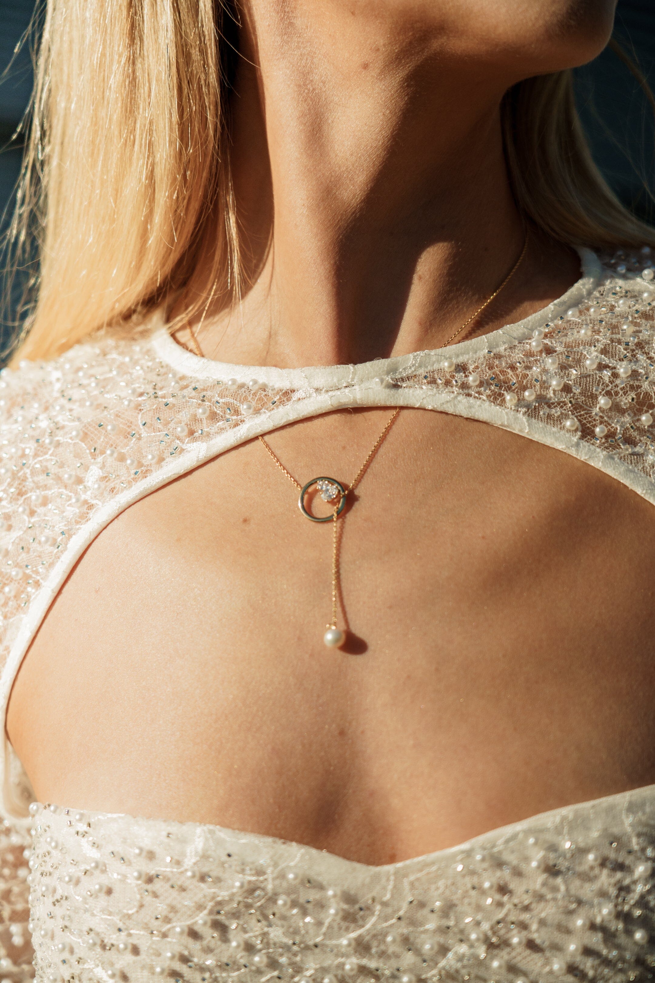 CHIC NOEL FRESHWATER PEARL LARIAT GOLD Bevilles Jewellers 