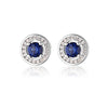 MILESTONE SAPPHIRE HALO EARRINGS IN SILVER Bevilles Jewellers 