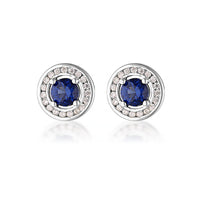 MILESTONE SAPPHIRE HALO EARRINGS IN SILVER Bevilles Jewellers 