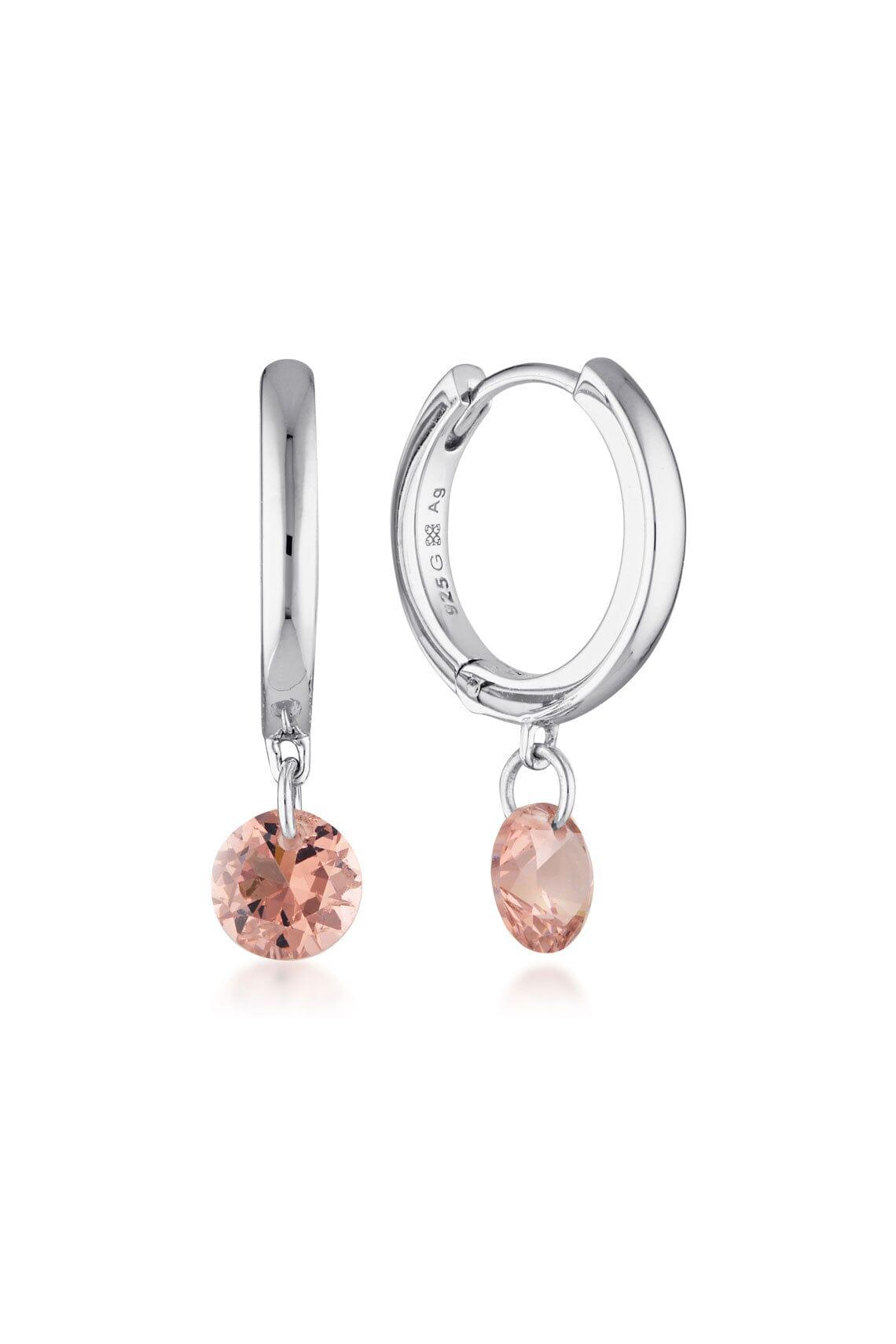 MIRAGE ALICE MORGANITE DROPLET EARRINGS SILVER Bevilles Jewellers 