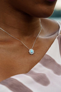 OPAL GLOW BARANGAROO BLUE CREATED OPAL PENDANT Bevilles Jewellers 