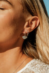 CHIC NOEL MOTHER OF PEARL FAN EARRINGS SILVER Bevilles Jewellers 