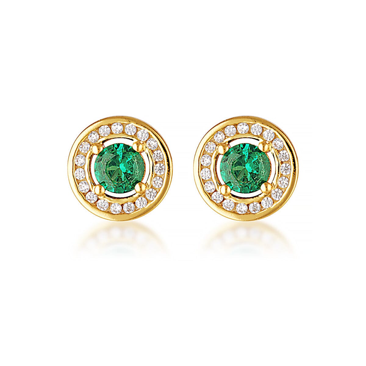 MILESTONE EMERALD HALO EARRINGS IN GOLD Bevilles Jewellers 