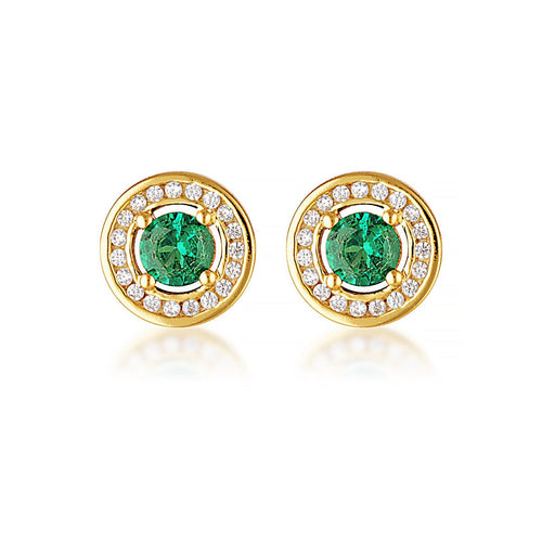 MILESTONE EMERALD HALO EARRINGS IN GOLD Bevilles Jewellers 