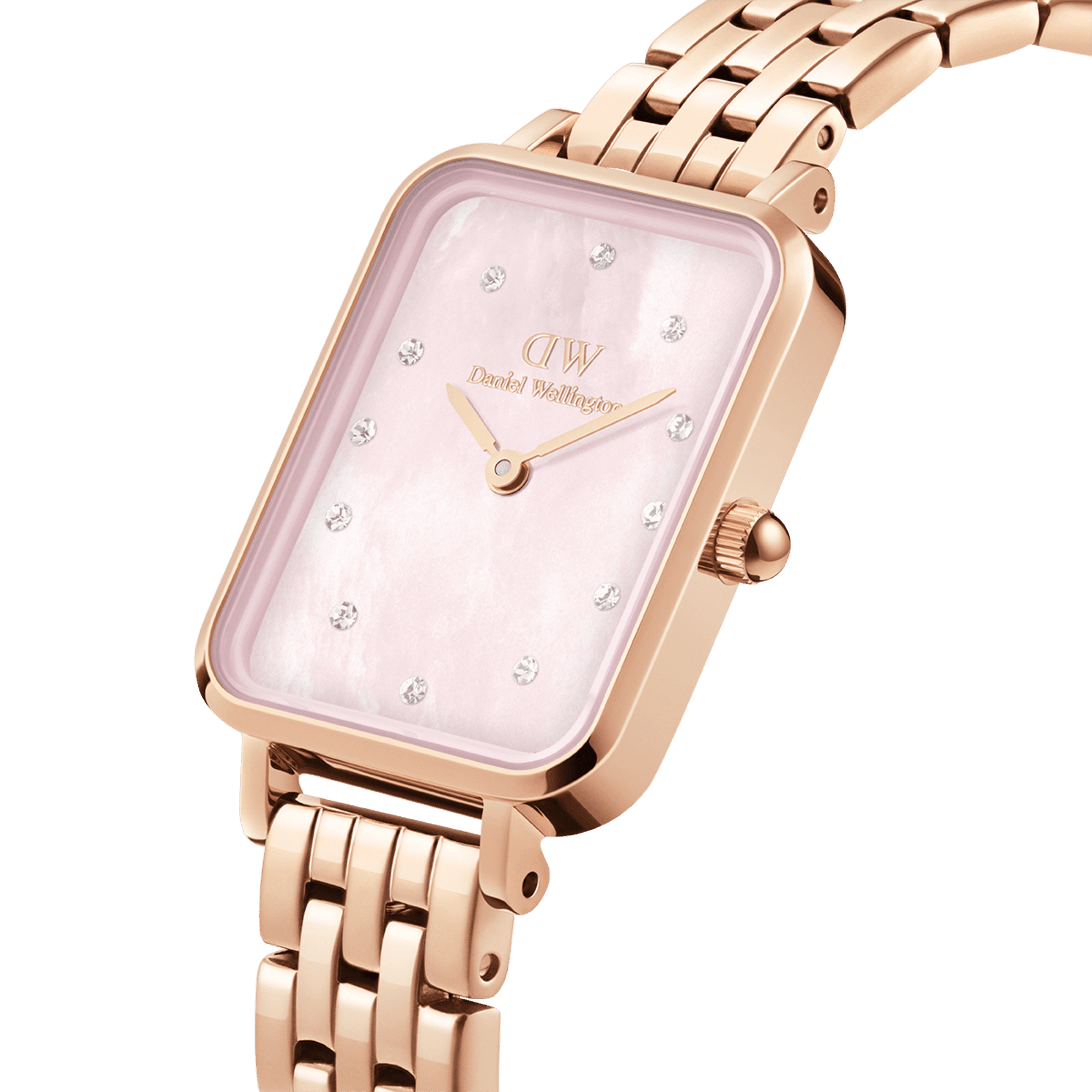 Daniel Wellington Quadro Lumine 20x26 5-Link Rose Gold & Mother of Pearl Pink Watch Watches Daniel Wellington 