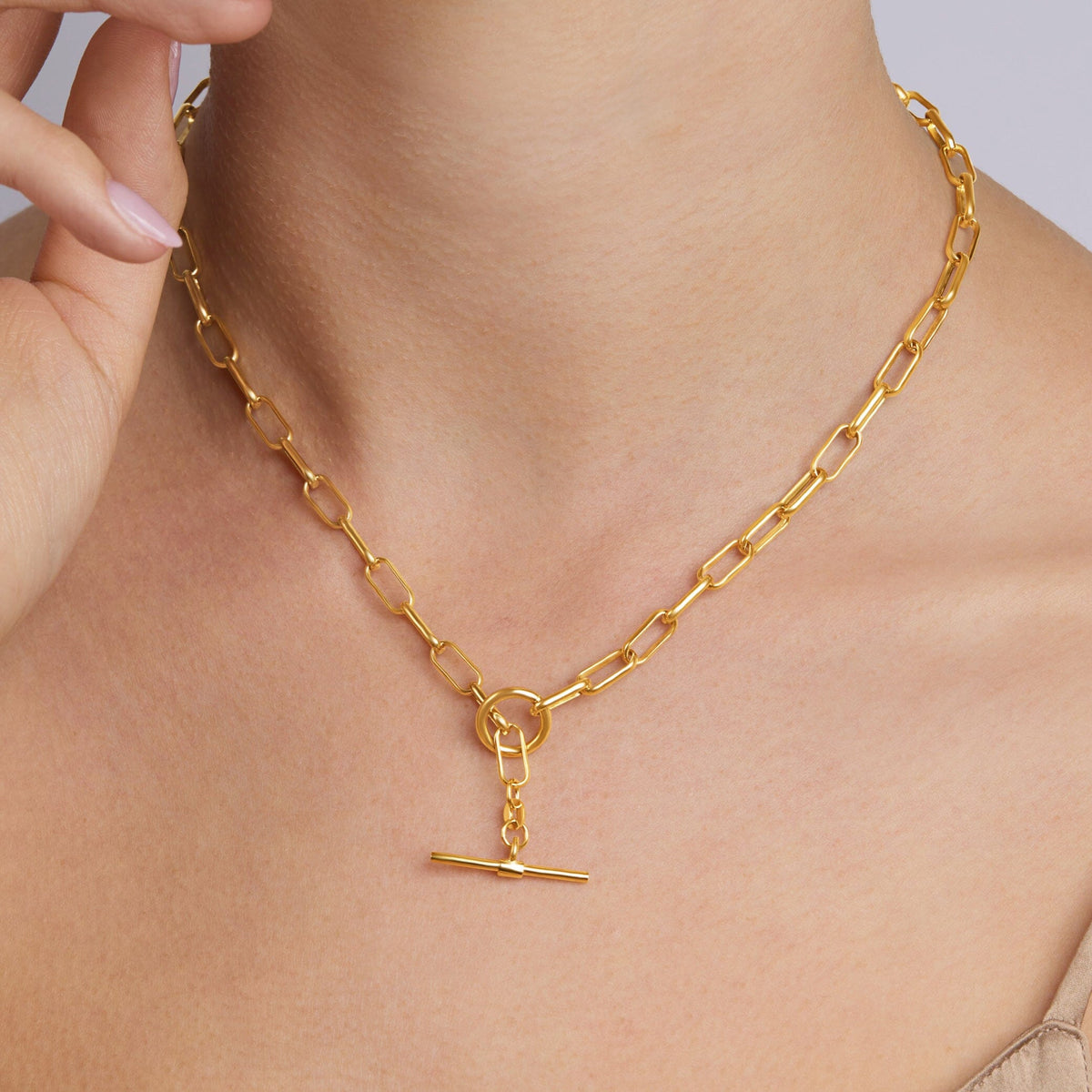 9ct Yellow Gold Silver Infused Oval Belcher Necklace Necklaces Bevilles 