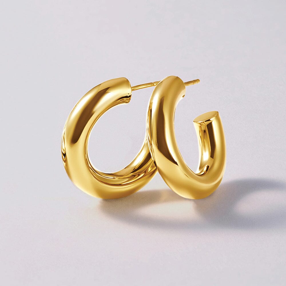 9ct Yellow Gold Silver Infused Medium Open Tube Hoop Earrings Earrings Bevilles Jewellers 