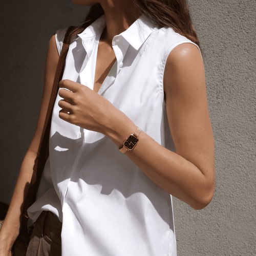 Daniel Wellington Quadro 20X26 Pressed Melrose Rose Gold & Black Watch Watches Daniel Wellington 