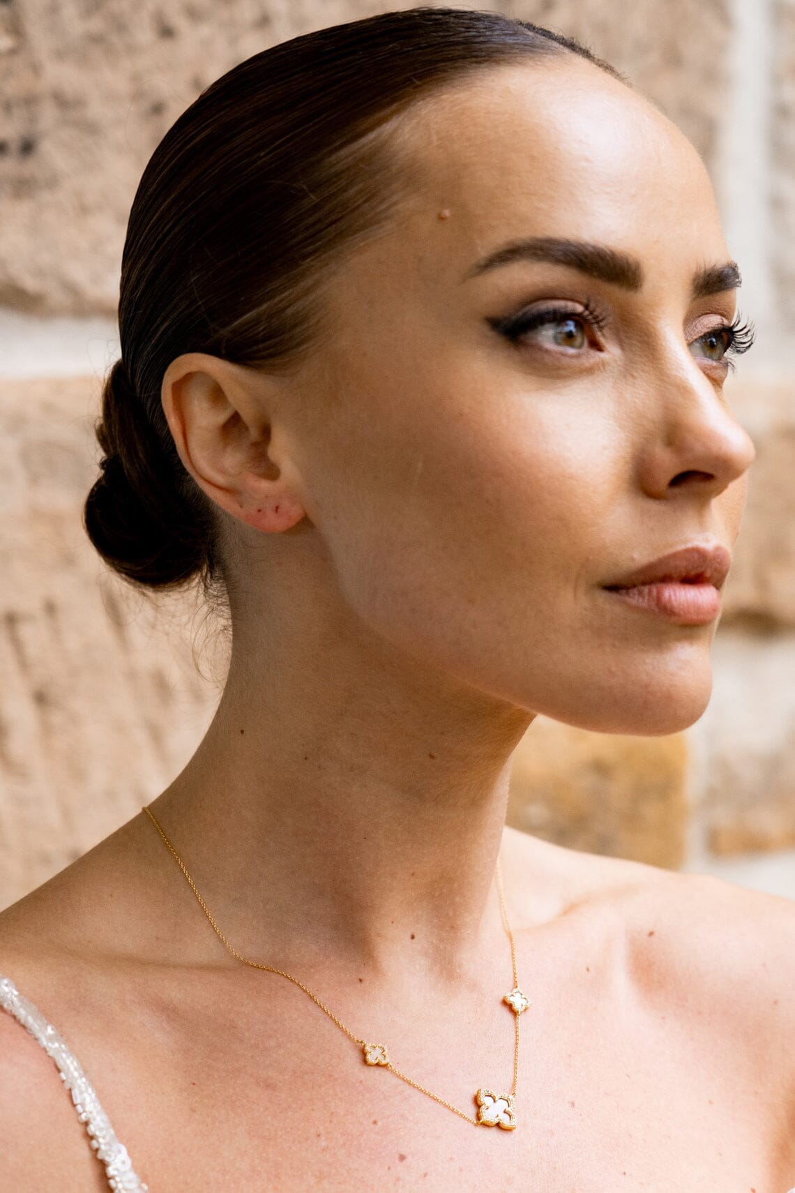 SYDNEY SOIRÉE FAIRWATER MOTHER OF PEARL DELUXE NECKLACE GOLD Bevilles Jewellers 