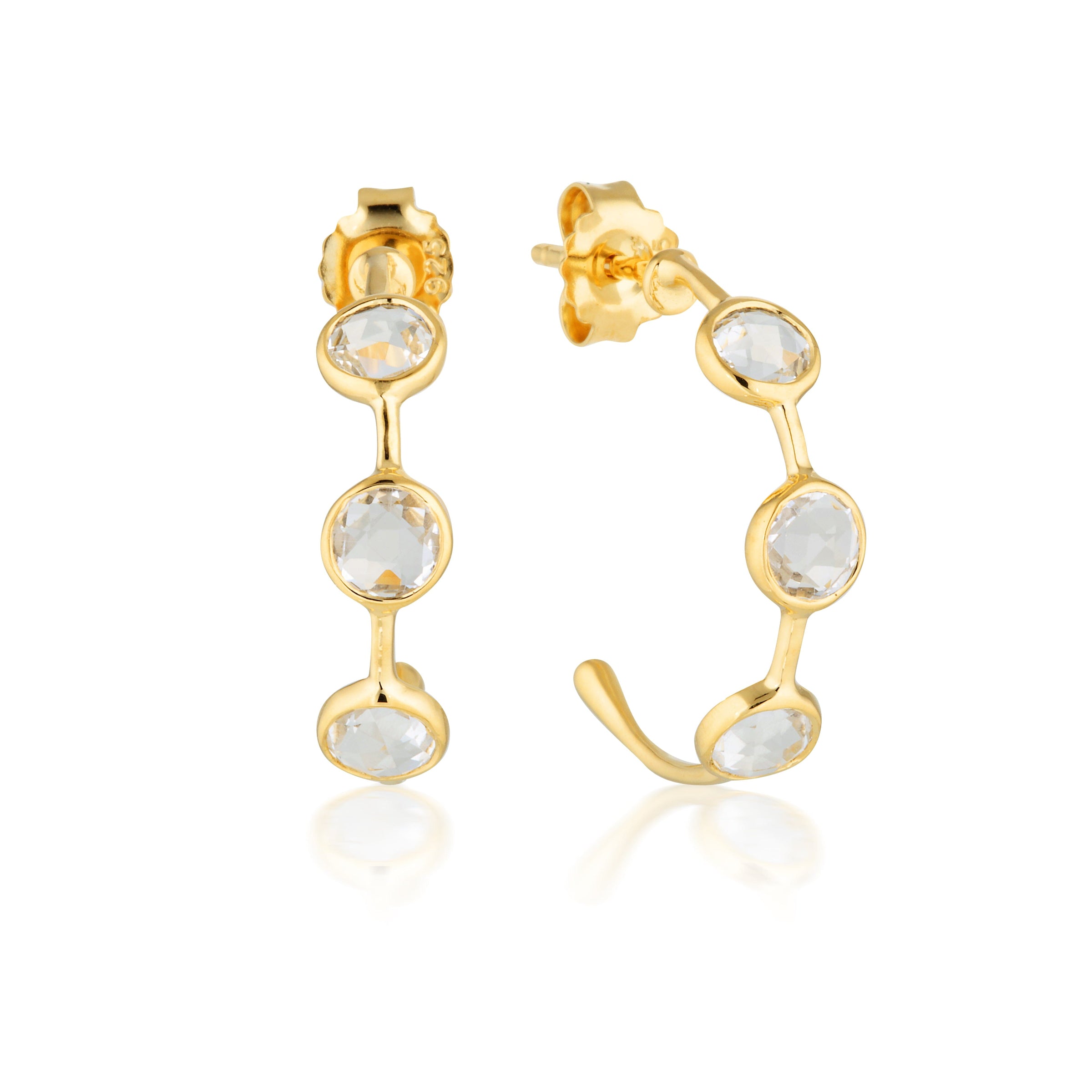 Georgini Kiklo White Topaz Gold Hoop Earrings Earrings Georgini 