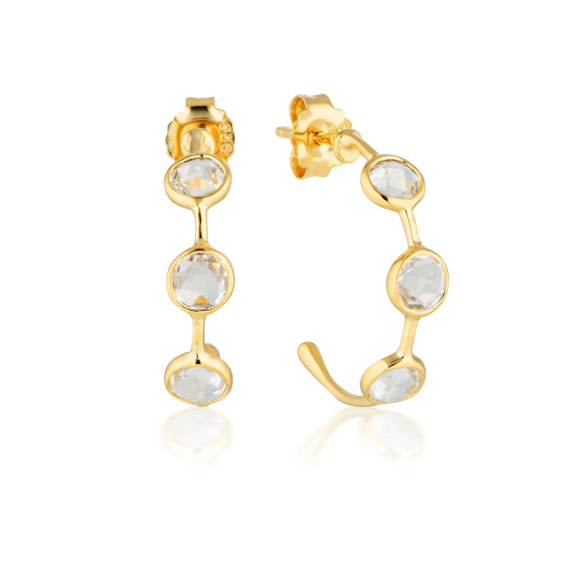 Georgini Kiklo White Topaz Gold Hoop Earrings Earrings Georgini 