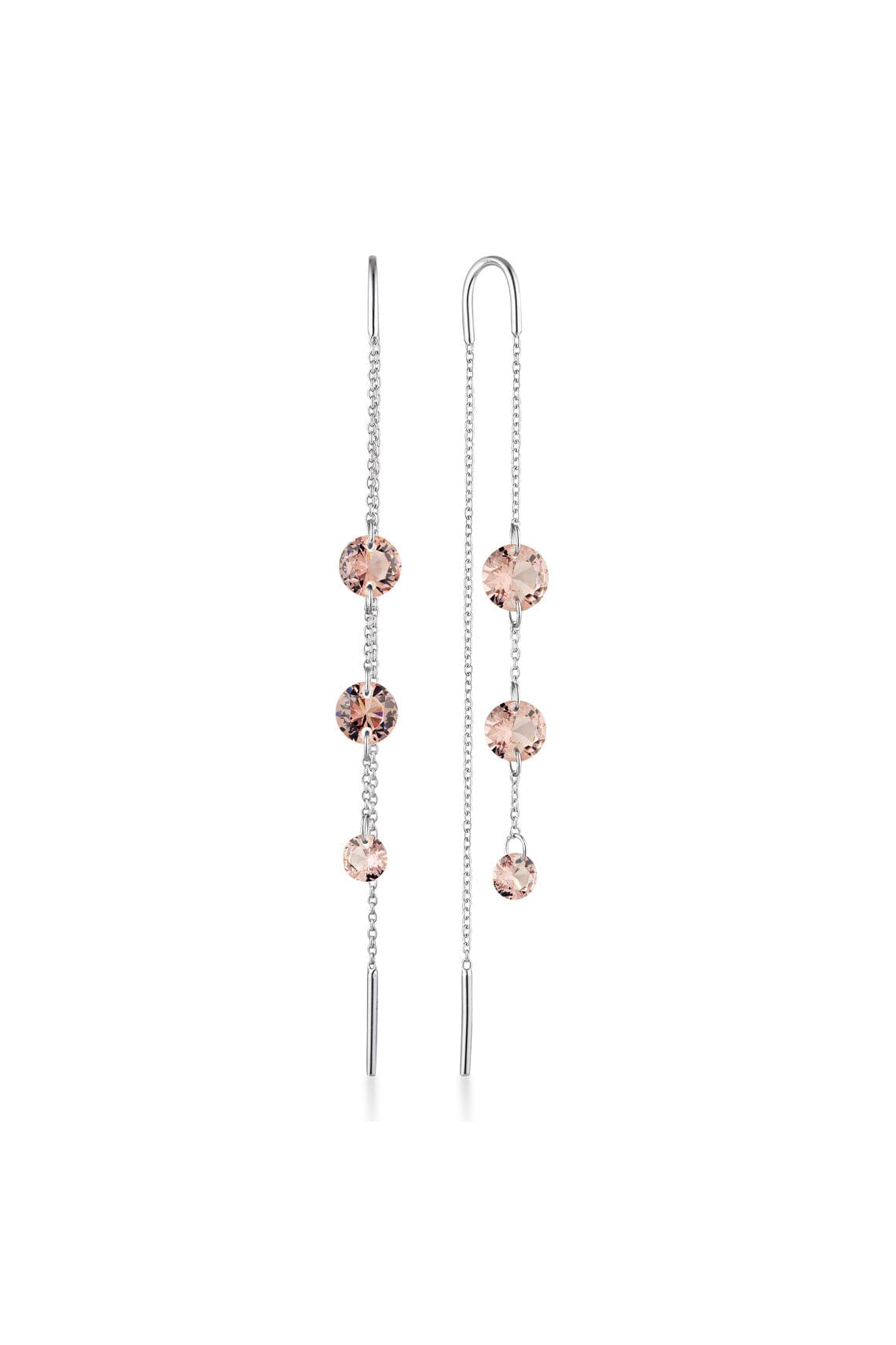 MIRAGE ETHEREAL MORGANITE THREADER EARRING SILVER Bevilles Jewellers 