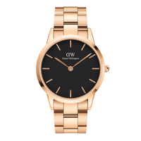 Daniel Wellington Iconic Link 36 Rose Gold & Black Watch Watches Daniel Wellington 