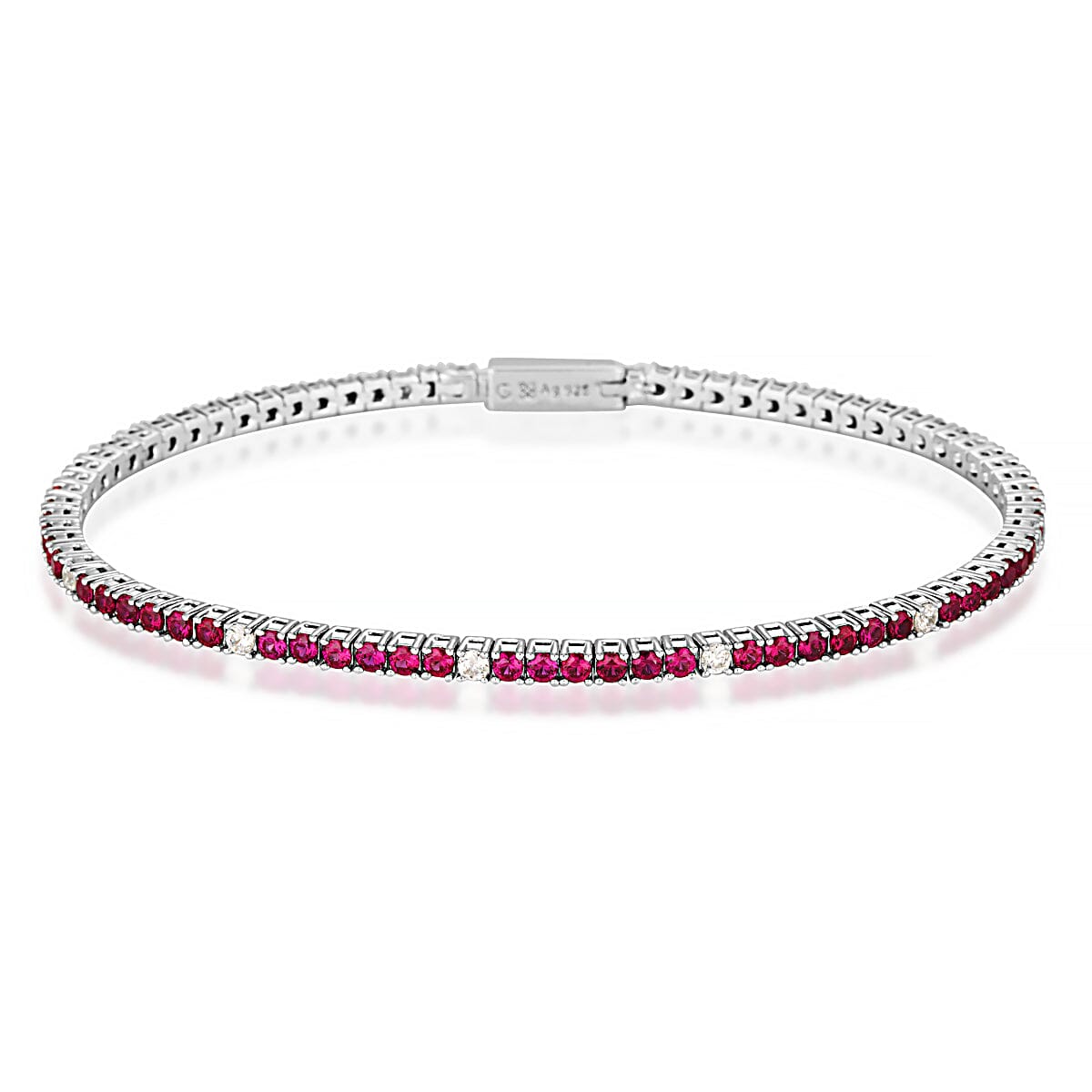 MILESTONE RUBY 2MM TENNIS BRACELET IN SILVER Bevilles Jewellers 