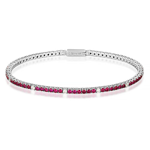 MILESTONE RUBY 2MM TENNIS BRACELET IN SILVER Bevilles Jewellers 