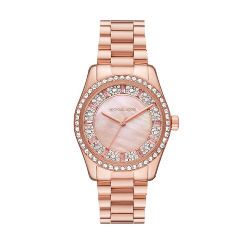 Michael Kors Lexington Three Hand Rose Gold Tone Stainless Steel Watch MK7444 Watches Michael Kors 