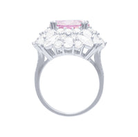 Pink Halo Ring with Cubic Zirconia in Sterling Silver Bevilles Jewellers 