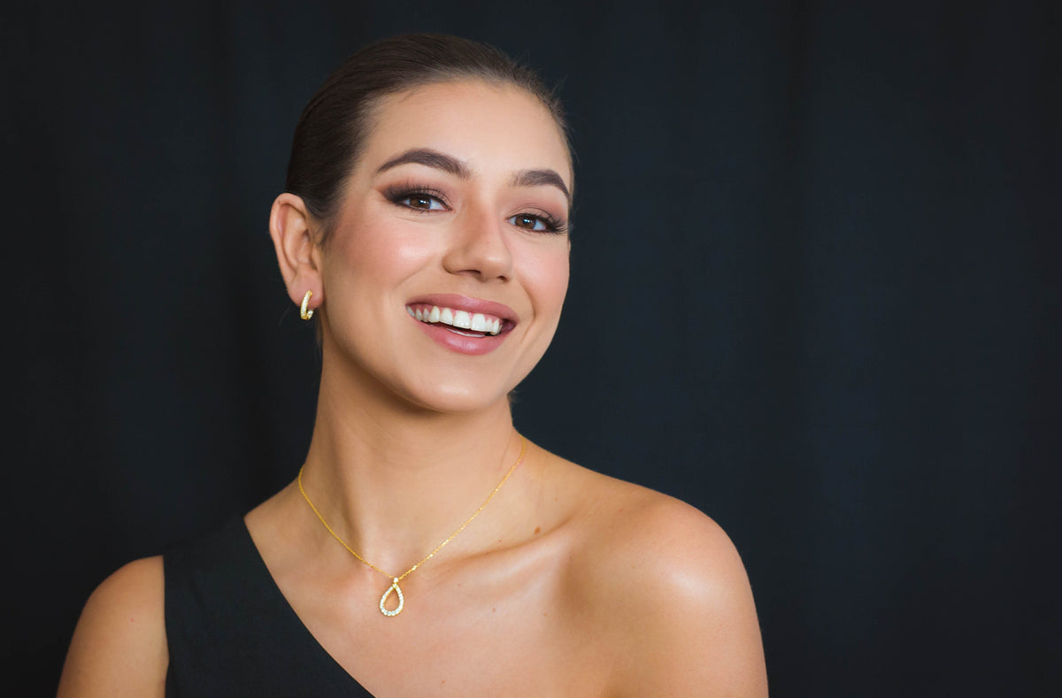 GODDESS PAVE HOOPS GOLD Bevilles Jewellers 