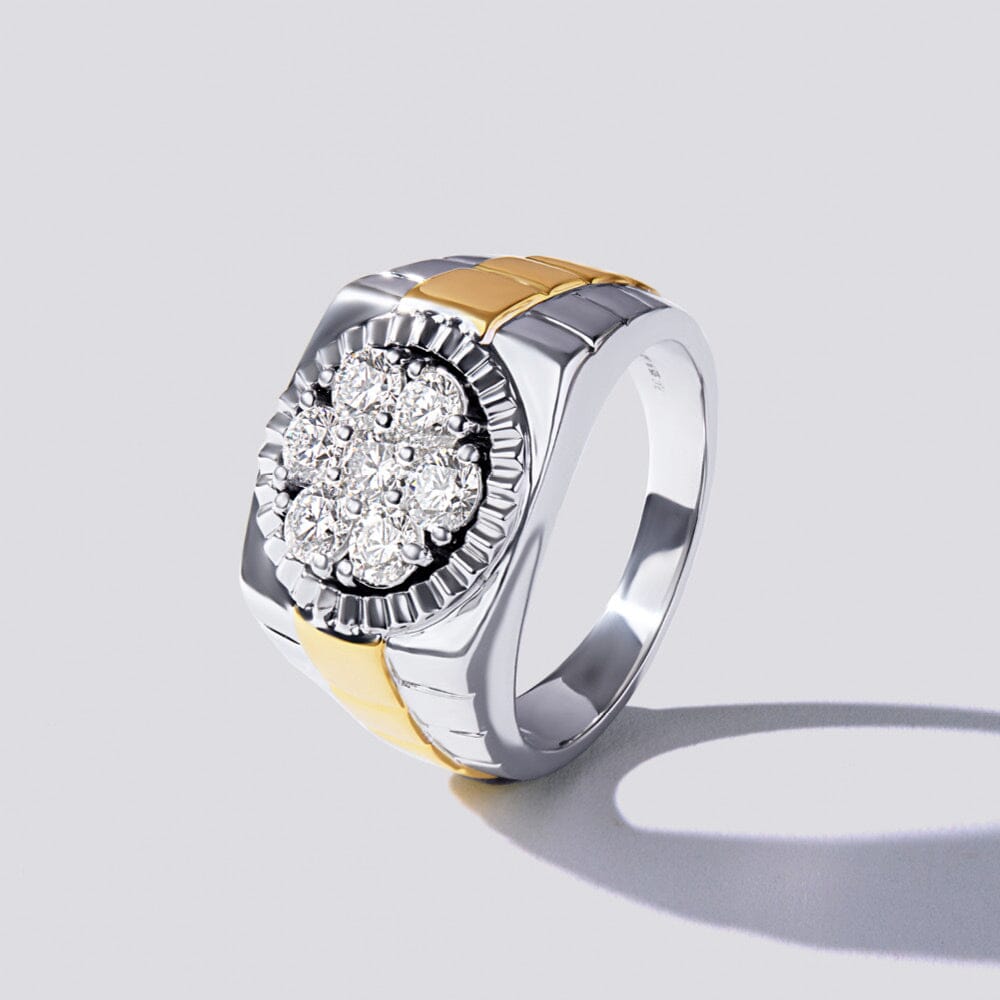 Mirage Tablet Ring with 1.60ct of Laboratory Grown Diamonds in Sterling Silver and Platinum Rings Bevilles 