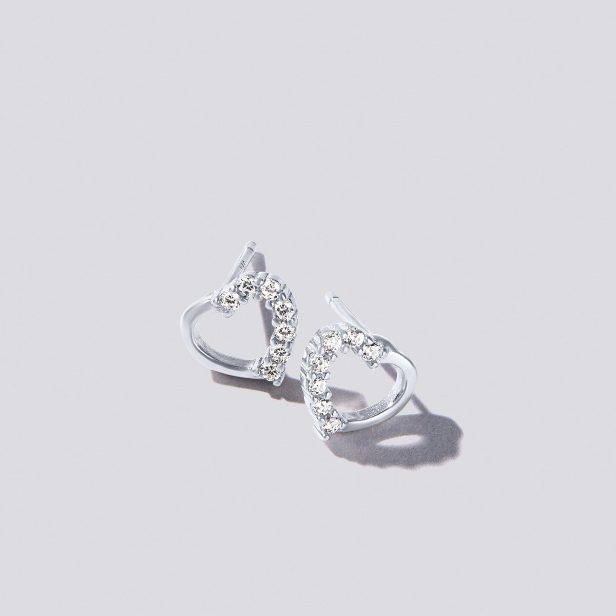 Children's Sterling Silver Open Heart Cubic Zirconia Earrings Earrings Bevilles 