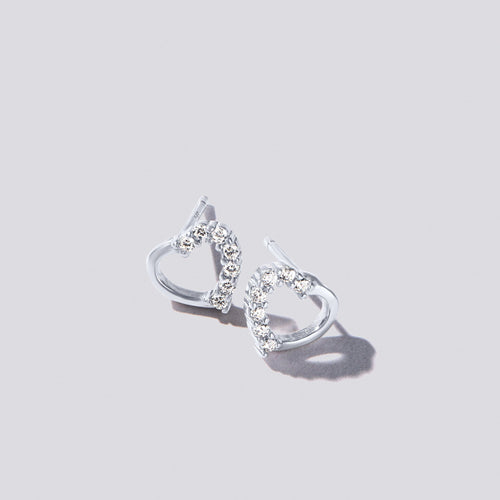 Children's Sterling Silver Open Heart Cubic Zirconia Earrings Earrings Bevilles 