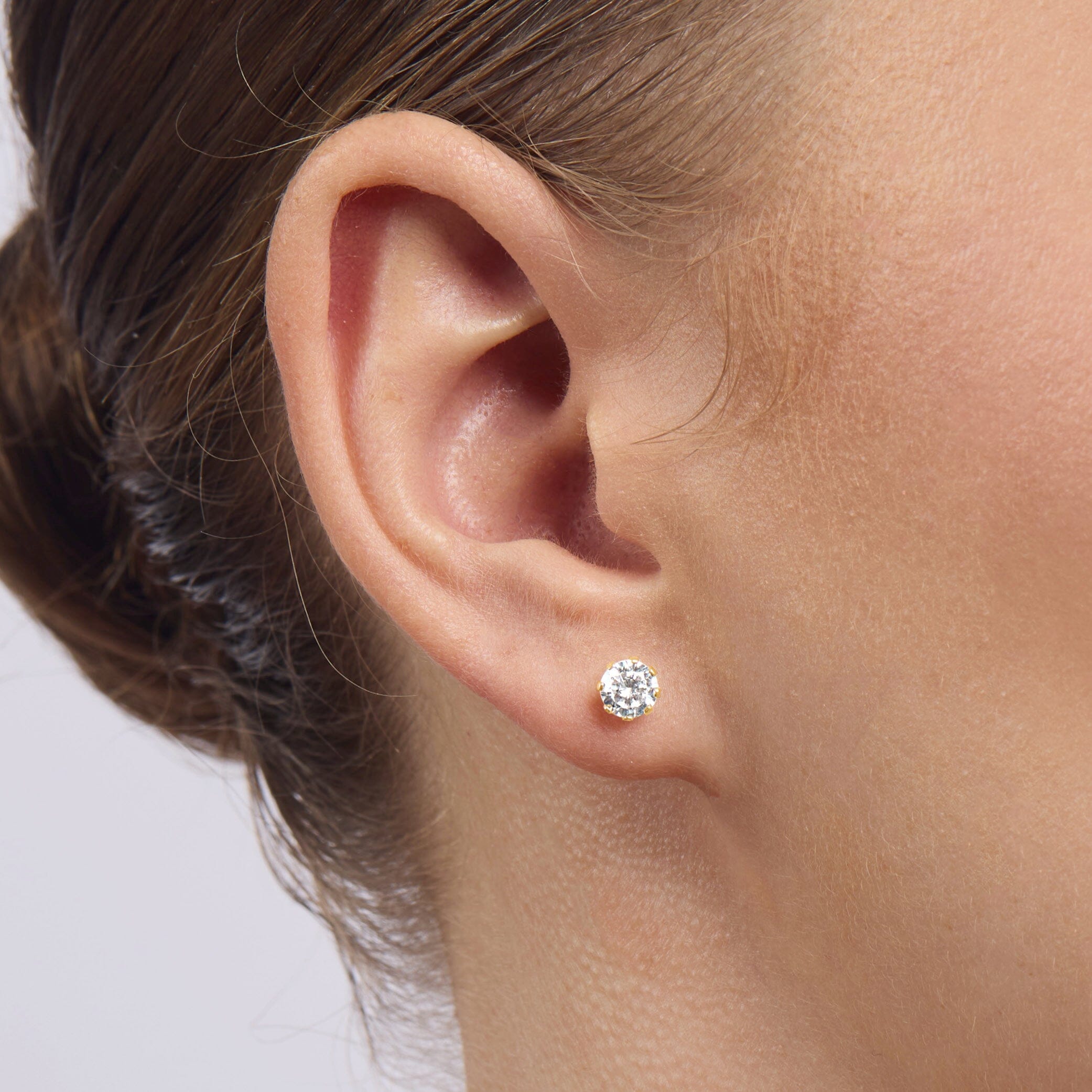 9ct Yellow Gold Silver Infused Cubic Zirconia Earrings 5mm Earrings Bevilles 