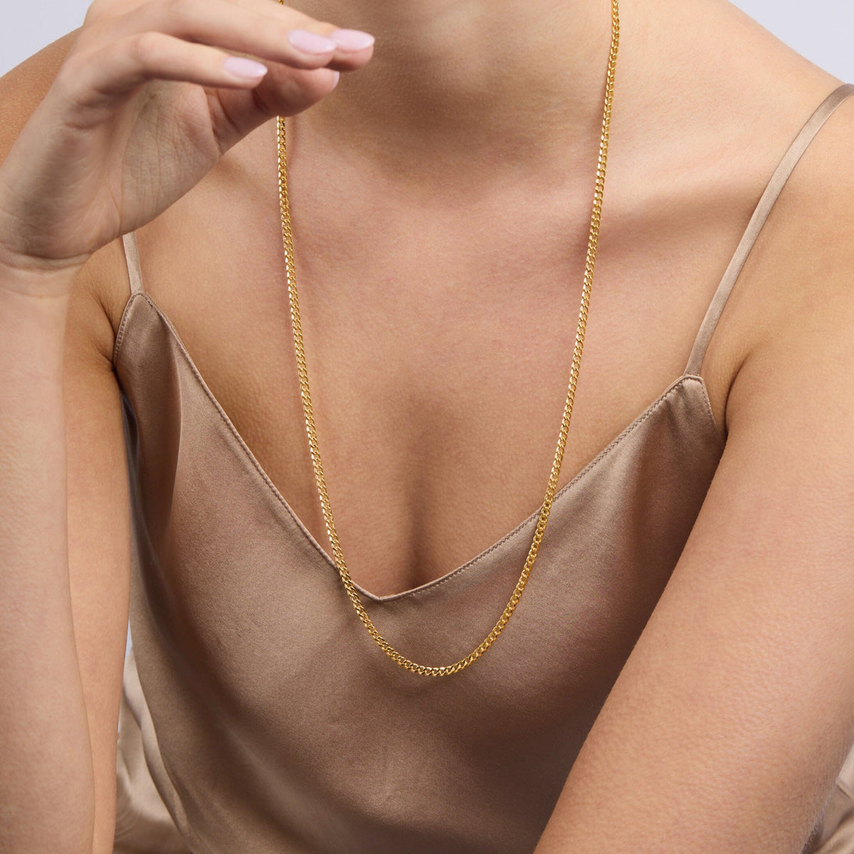 9ct Yellow Gold Silver Infused Flat Curb Necklace 75cm Necklaces Bevilles 