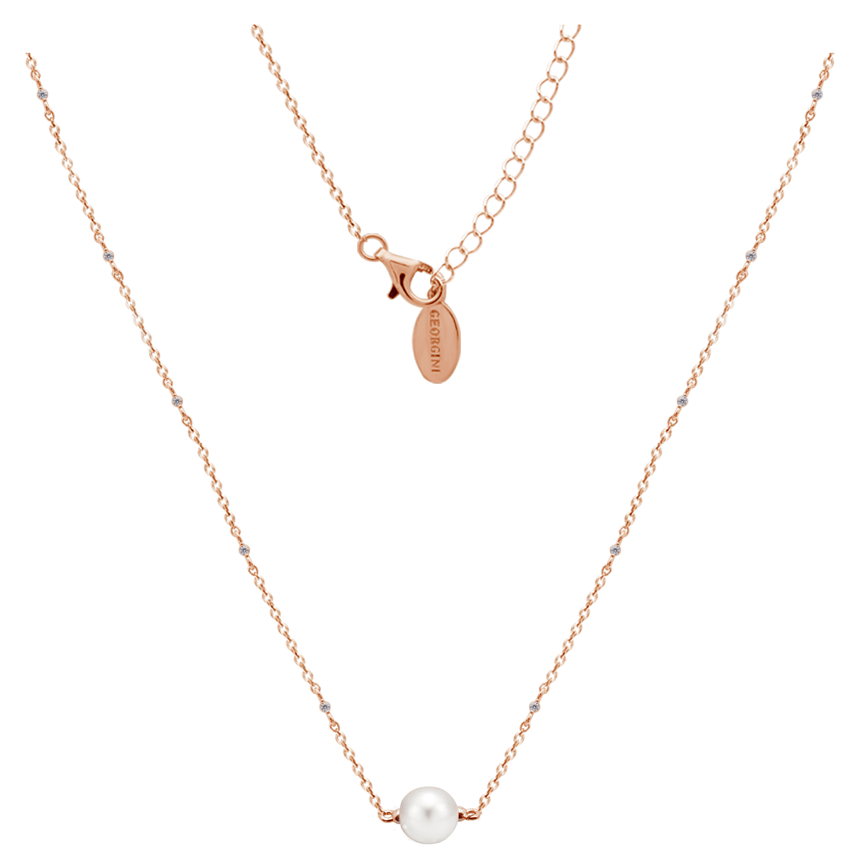 GEORGINI RED CARPET GLOBE NECKLACE ROSE GOLD Bevilles Jewellers 