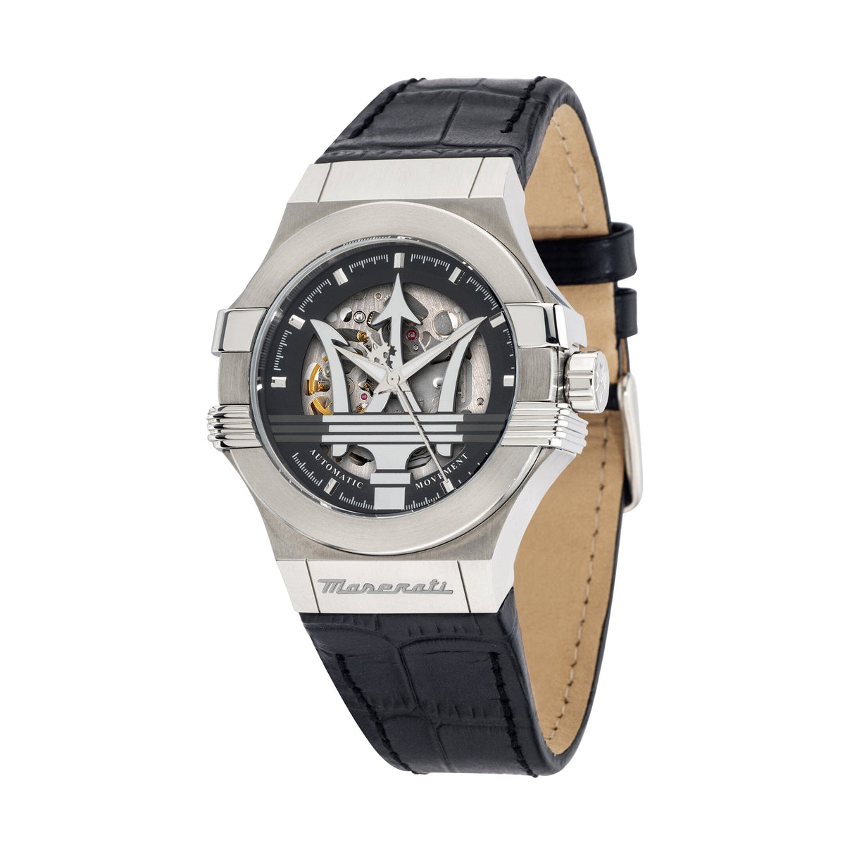 Maserati Potenza Silver Skeleton Automatic 42mm Watch Watches Maserati 