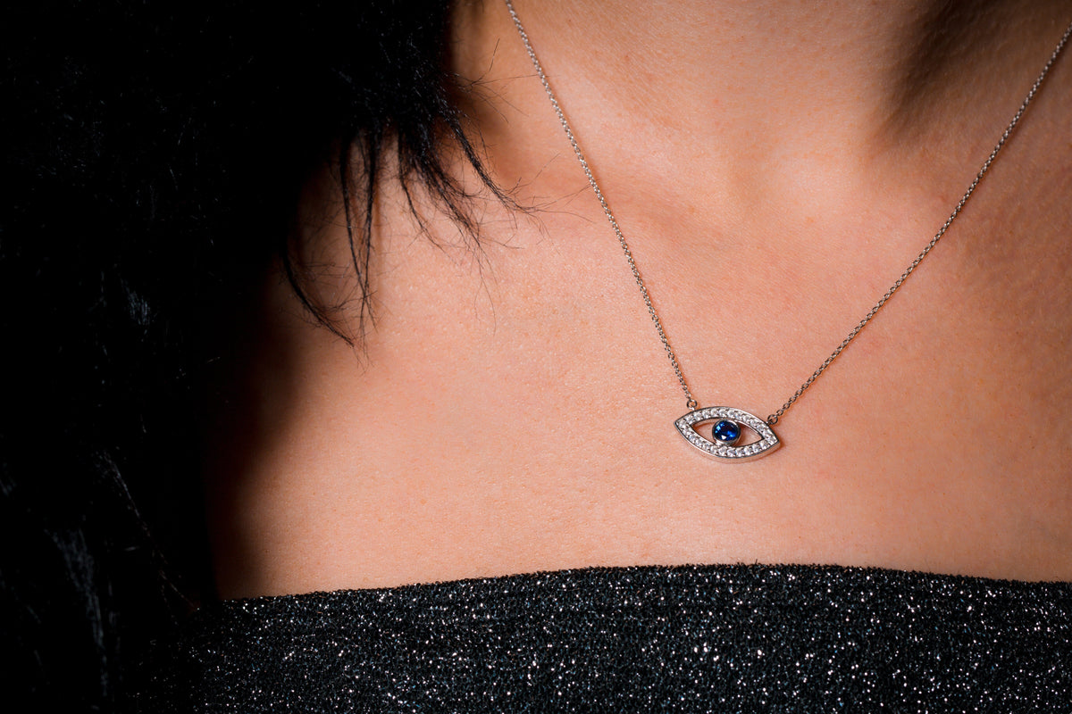 GEORGINI EVIL EYE PENDANT NECKLACE SILVER Necklaces Georgini 