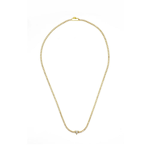 SWEETHEART TENNIS NECKLACE GOLD 42CM Bevilles Jewellers 