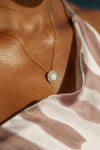 OPAL GLOW MARRINAWI WHITE CREATED OPAL PENDANT GOLD Bevilles Jewellers 